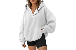 Trendy Queen Womens Oversized V Neck Hoodies with Thumb Hole Pullover Sweatshirts Y2k Clothes Fall Fashion Outfits 2025