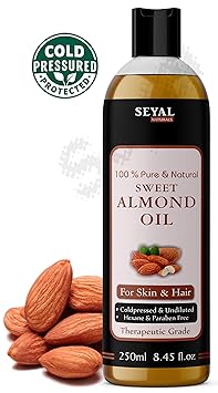Sweet Almond Oil 100% Pure & Natural, Cold Pressed Therapeutic Grade For Face, Hair & Skin (250ml)