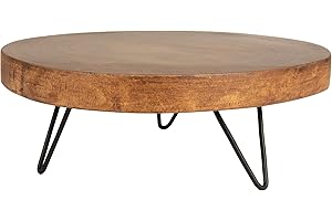 Creative Co-Op Decorative Paulownia Wood Pedestal, Dark Brown