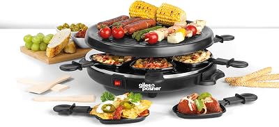 Giles & Posner Electric Round Raclette Grill 800W Indoor Tabletop 6