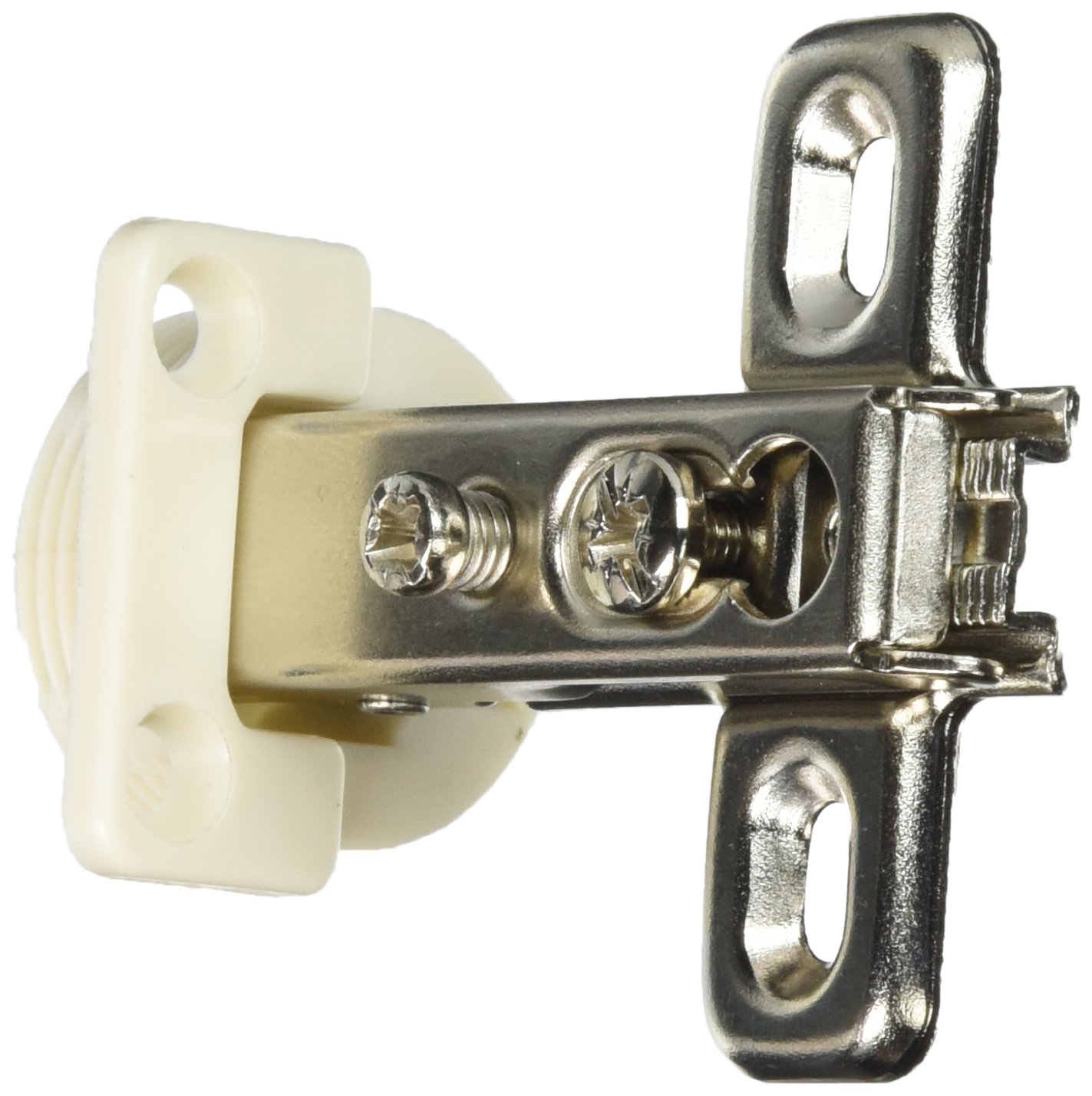 Merriway BH06220 (10 Pcs) Slide-On Kitchen Cabinet Wardrobe Hinges, Cruciform Plate Zinc Plated with White Cup, Full Overlay 26mm 95 Degree - Pack of 10 Pieces