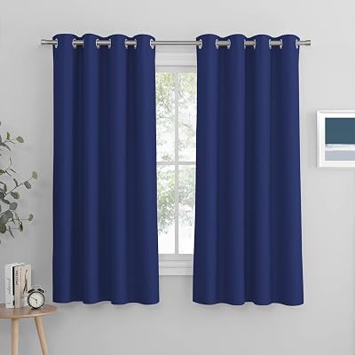 PONY DANCE Nursery Blue Blackout Curtains 52 x 63 Eyelet Top 2 Pieces