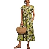 Dresses for Women 2024 Casual Summer Cotton Dress with Pockets Short Sleeve Shirt Midi Long Dress