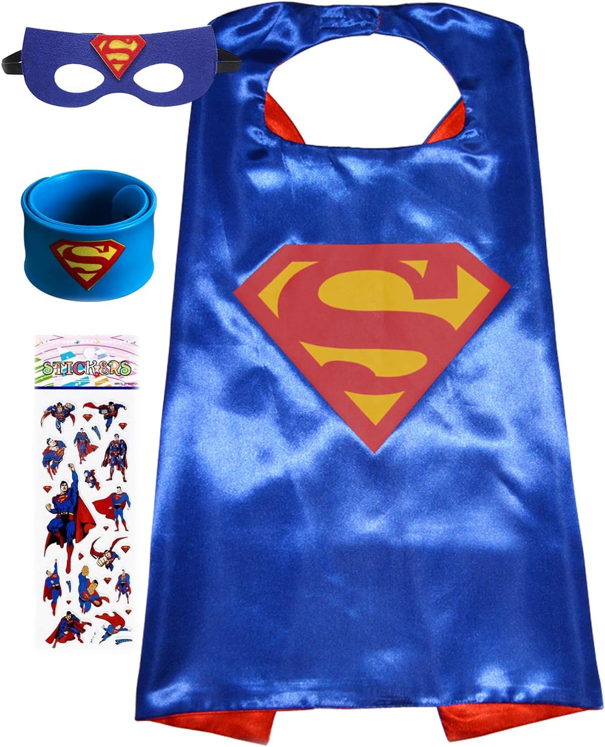 Superhero Dress Up Costume for Kids, Satin Cape and Felt Mask - Birthday Gifts for Boys Girls