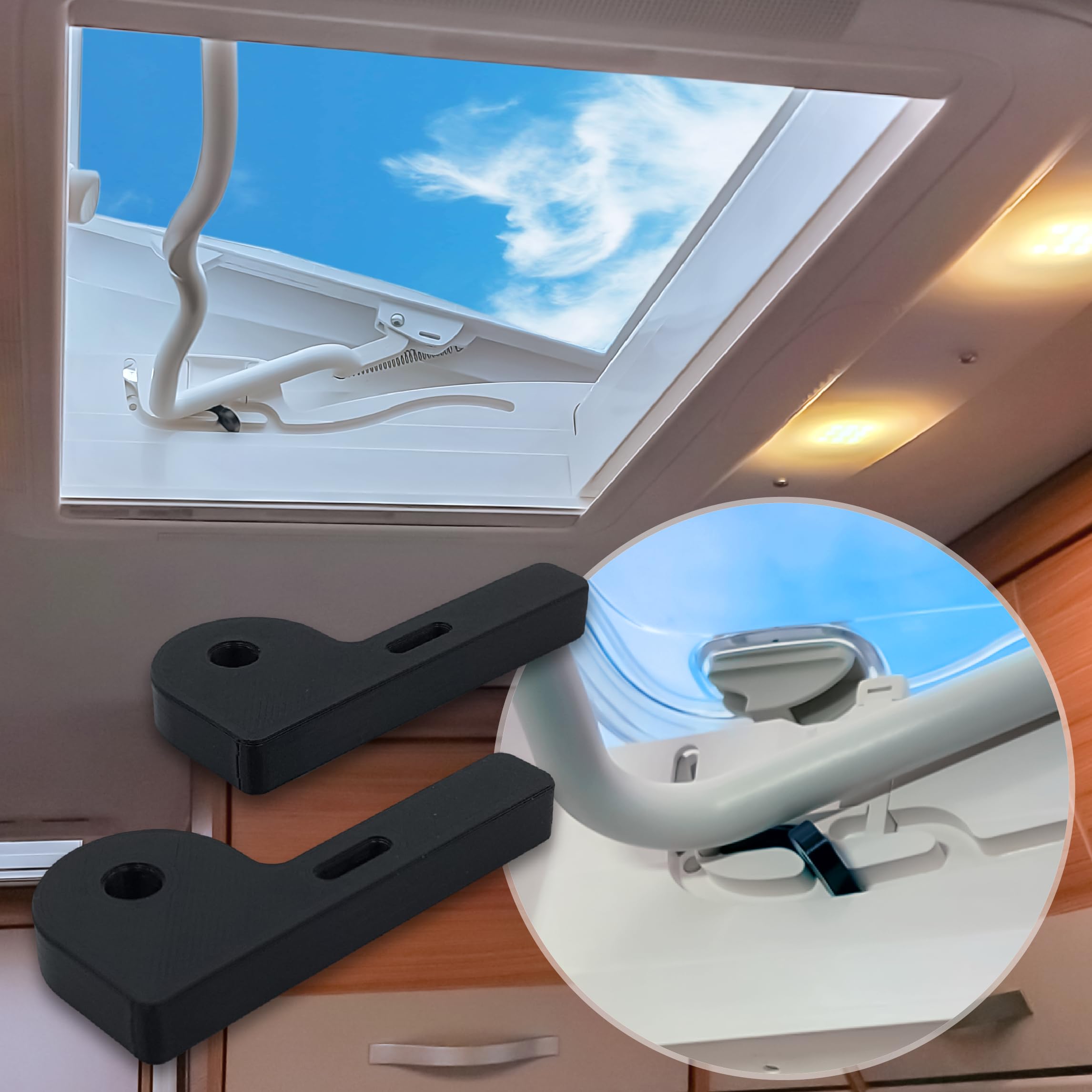 MaJoCompTec® Lock for Dometic Roof Windows, Motorhome Roof Hatch Security, Storm Protection, Caravan, Box Van Window Accessories (SKYSAFE Heki Mini - Midi)