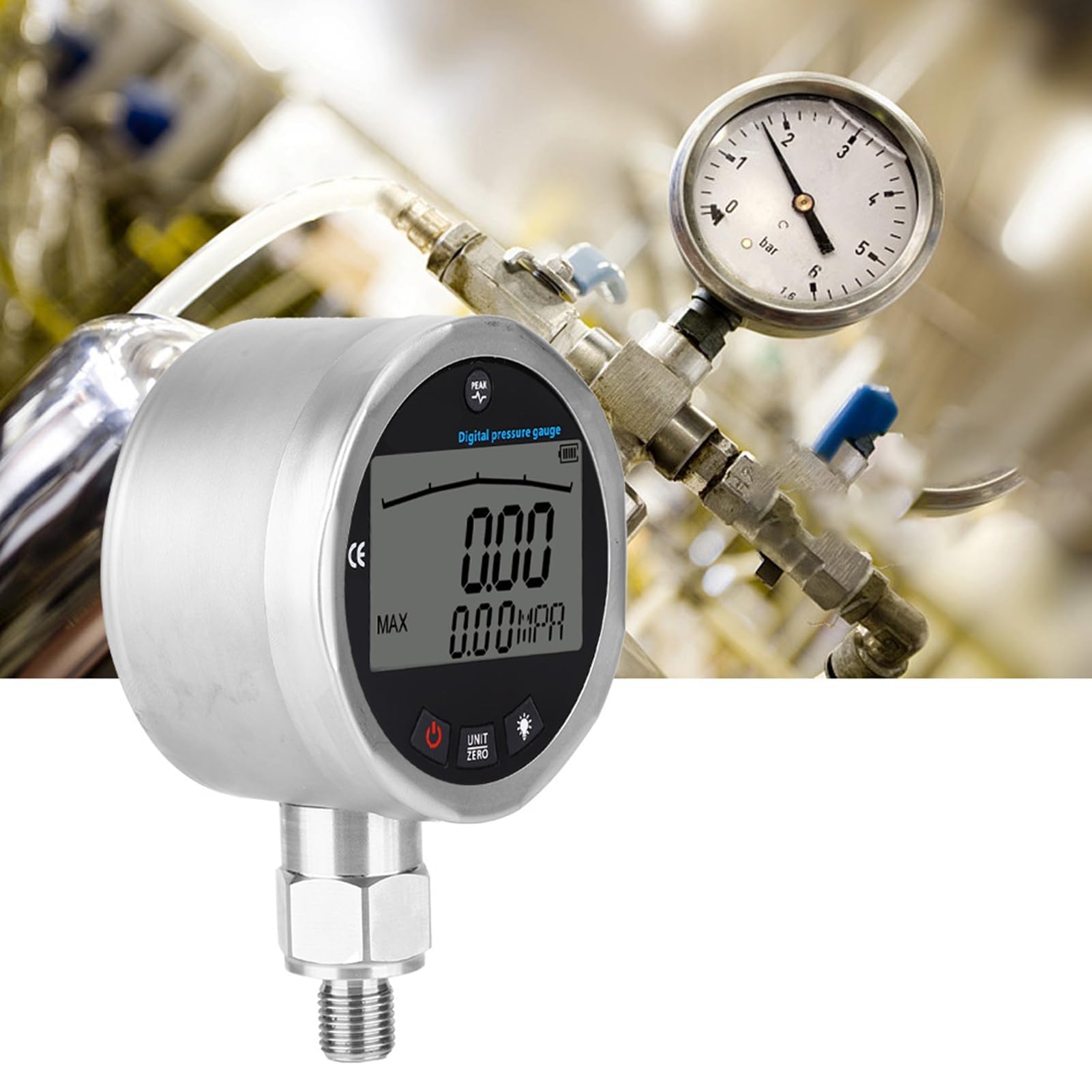YWBL-WH Digital Pressure Gauge, Digital Hydraulic Pressure Gauge 400BAR 0‑40Mpa 5800PSI HG-806XB G1/4 Connector, Pressure Gauge