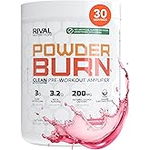 RIVAL NUTRITION Powder Burn Clean Pre Workout for Men & Women - Watermelon Candy, 30 Servings | No Artificial Ingredients, 3g Citrulline, 3.2g Beta-Alanine, 200mg Natural Caffeine Energy Drink Powder