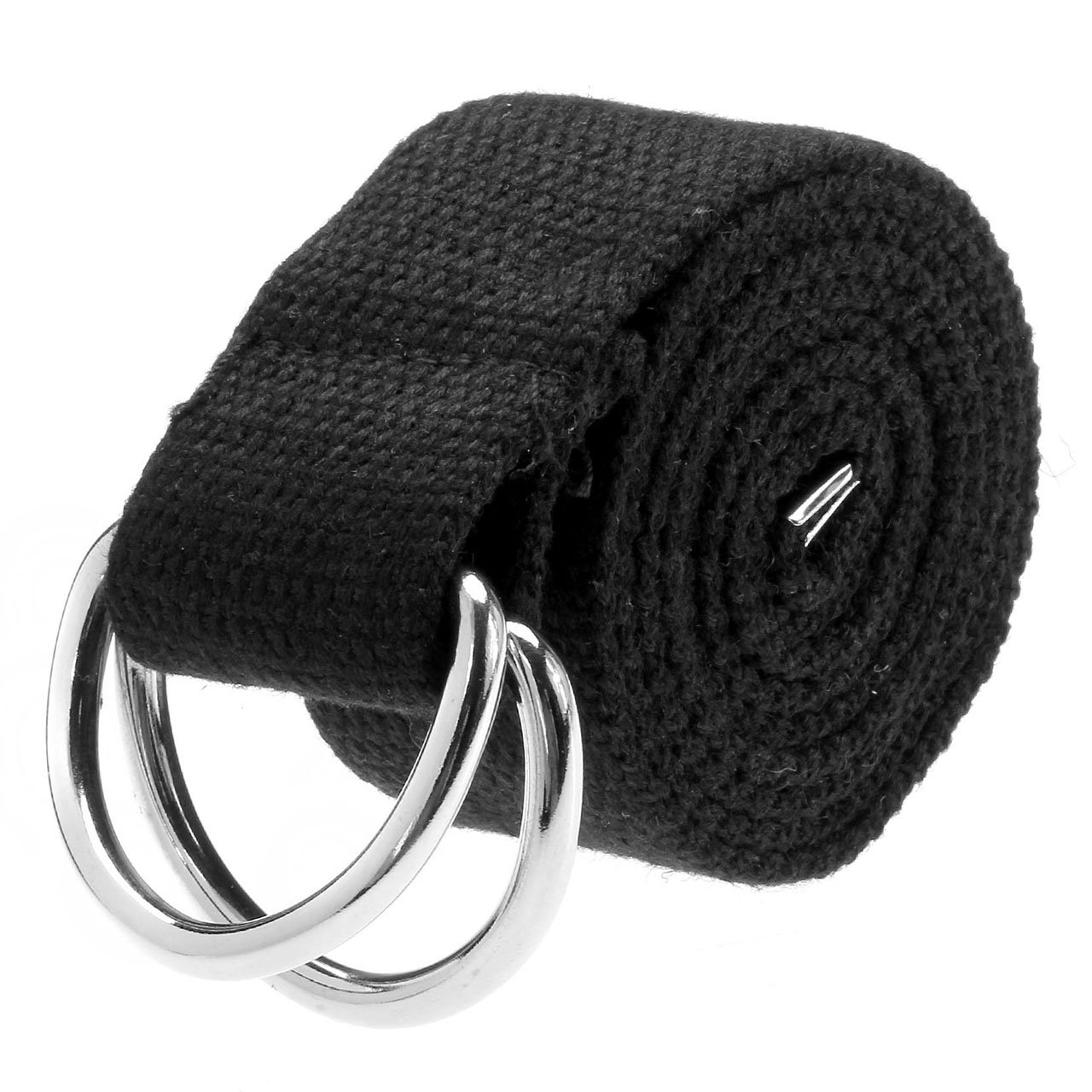 Faleto Herren Damen Gürtel Stoffgürtel mit Doppel D-ringe Schnalle Leinwand Canvas Jeansgürtel Belts 113cm + Original Geschenkbox (Schwarz)