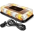 LUMENIX 12" Rooftop Strobe Beacon Light 72 LED Magnetic Emergency Flashing Warning Caution Mini Lights Bar for Construction Vehicles Snow Plow Tow Trucks Postal Mail Cars Patent Design - Amber White