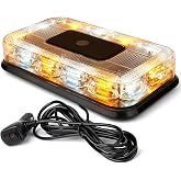 LUMENIX Amber White 72 LED Rooftop Magnetic Strobe Beacon Lights for Trucks | 12 Inch Emergency Warning Mini Lights Bar for Construction Vehicles Snow Plows Towing Trailer Work Cars (Patent Design)