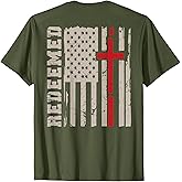 Christian Faith Redeemed Men's Cross God On Back Graphic Tee T-Shirt