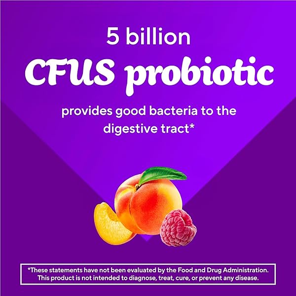 VITAFUSION PROBIOTIC GUMMY SUPPLEMENTS, RASPBERRY, PEACH AND MANGO FLAVORS, PROBIOTIC NUTRITIONAL SUPPLEMENTS WITH 5 BILLION CFUS, AMERICA’S NUMBER 1 GUMMY VITAMIN BRAND, 35 DAY SUPPLY, 70 COUNT