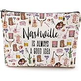 Nashville Travel Gift Cosmetic Bag Nashville Lovers Gift Nashville Souvenir Makeup Bag Girls Trip Gifts Favors Nashville City Themed Gifts for Women Sister Birthday Christmas Bachelorette Party Favors