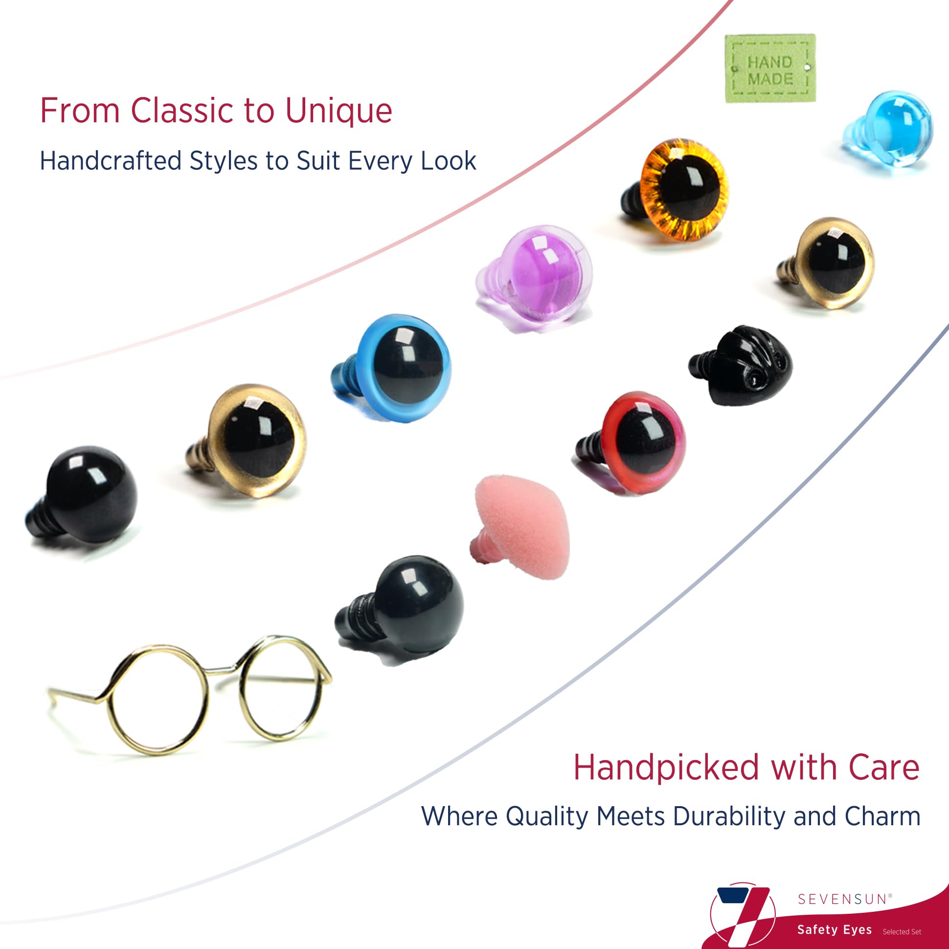 SEVENSUN 266 PCS Safety Eyes for Crocheting, Crochet Safety Eyes and Noses for Amigurumi Crochet Animals Craft Doll Eye Glasses
