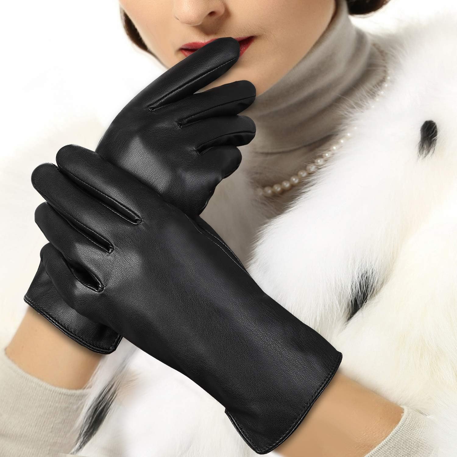 Белые кожаные перчатки. Сенсорные кожаные перчатки. перчатки soft touch кожа. one glove women.