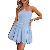 PRETTYGARDEN Women's Bubble Mini Dress Summer 2026 Strapless Tube Top Short A Line Trendy Casual Spring Smocked Sundresses