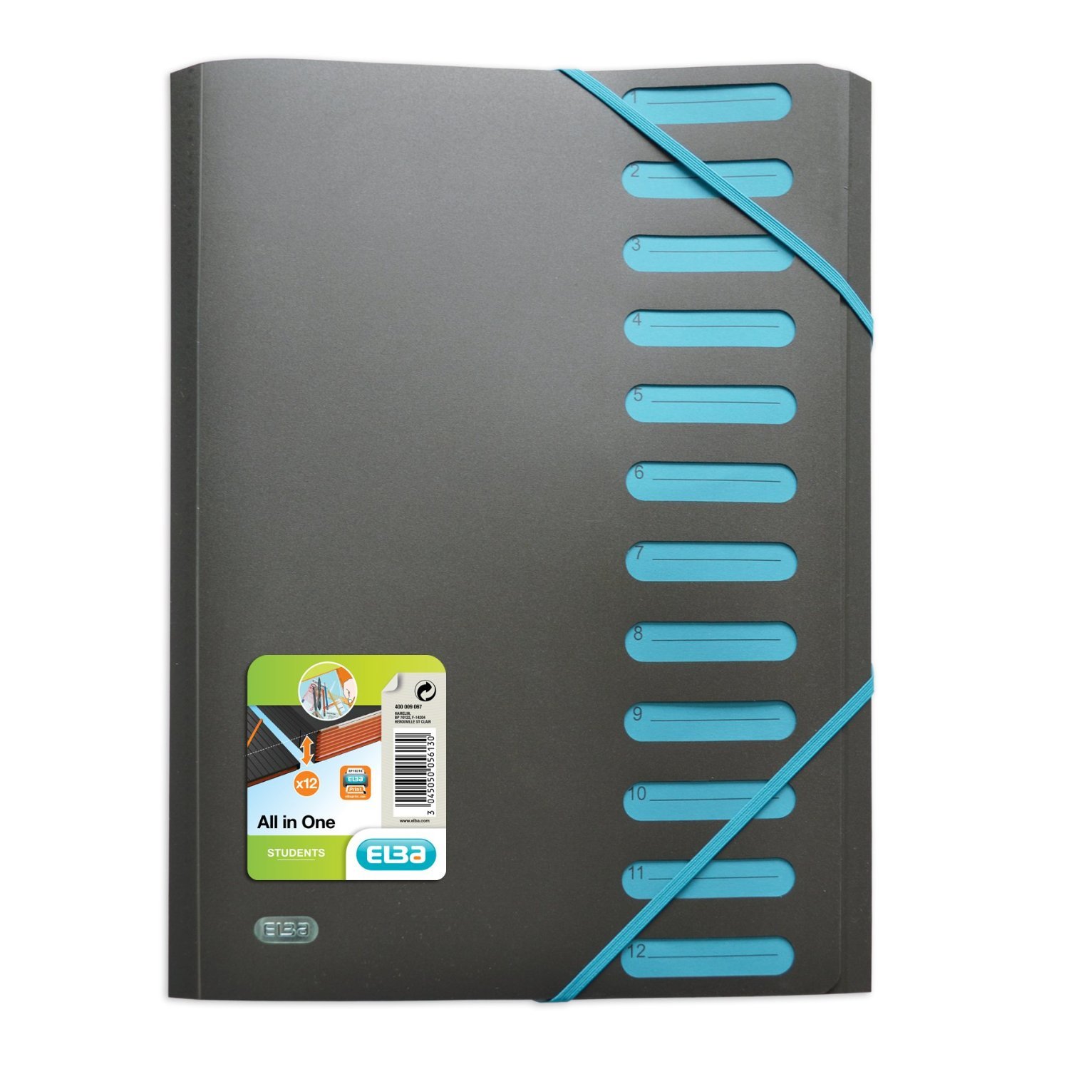 ELBA 400009067 Folder with Rubber Closure 12 Dividers Multi-Coloured