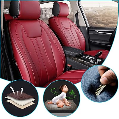 ALLYARD for BMW 3 Series Convertible 2009-2011 Car Interior seat Four Seasons Universal Breathable Full Set Car Seat Cover?Airbag Compatible? Red