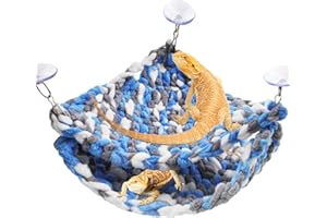 kathson Bearded Dragon Hammock Soft Double-Layered Reptile Hammocks Swing Hanging Bed with Suction Cups Hooks Tank Accessories Hammocks for Small Lizard Leopard Gecko Chameleon(Triangular)