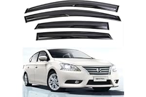 MUCO Window Visor Rain Guards Window Deflectors 4pcs for 2013-2019 N-issan Sentra S SV SR Outside Mount Sun/Rain Guard Black