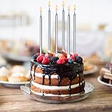 LFBEST Silver Birthday Candles 12 Pieces with Holder, 13cm Tall Glitter Cake view 6