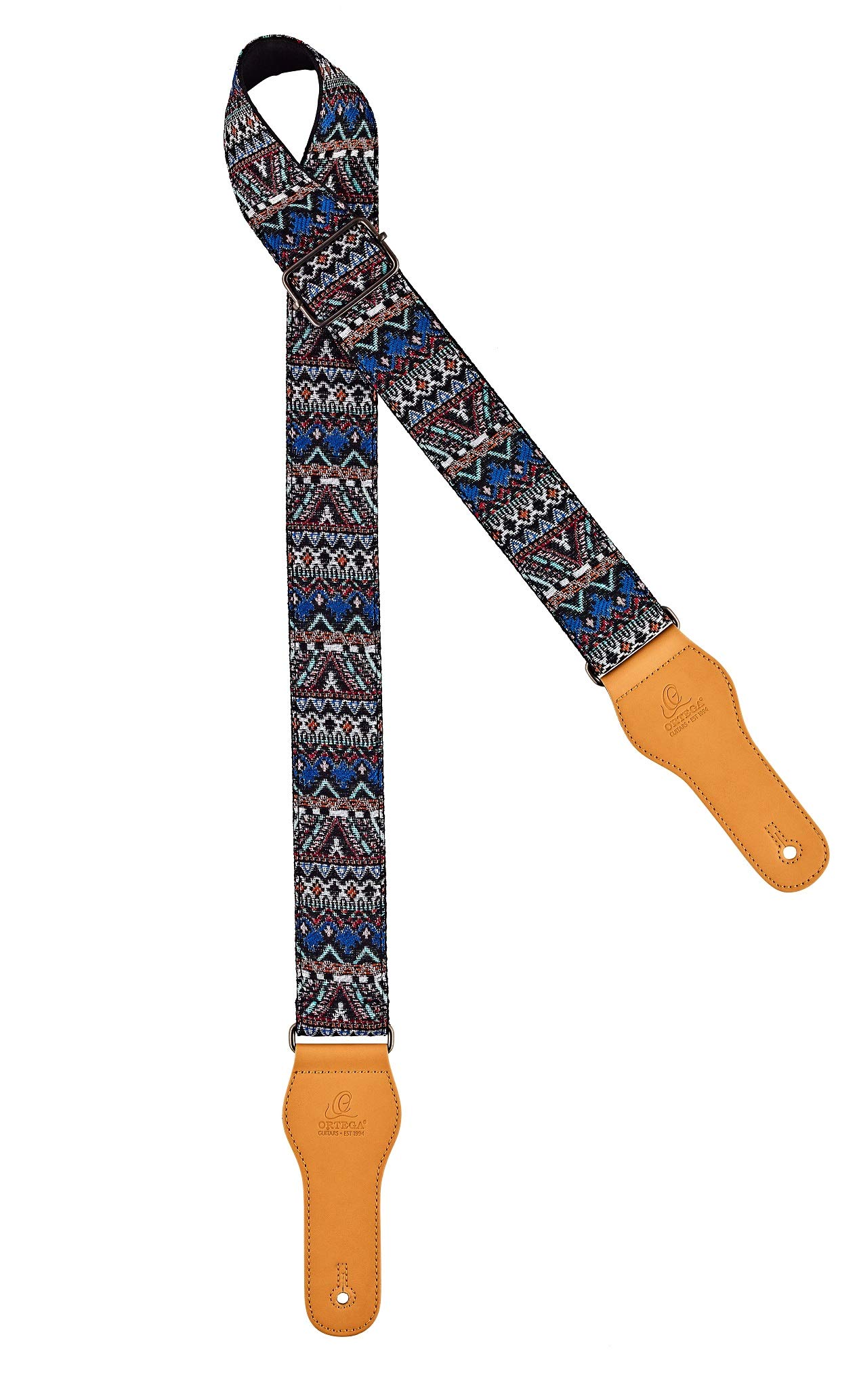 Ortega Guitars Adjustable Guitar Strap – Acoustic Guitar / Bass, Electric Guitar / Bass – World Series – Cotton, Desert Night (OCS-420)