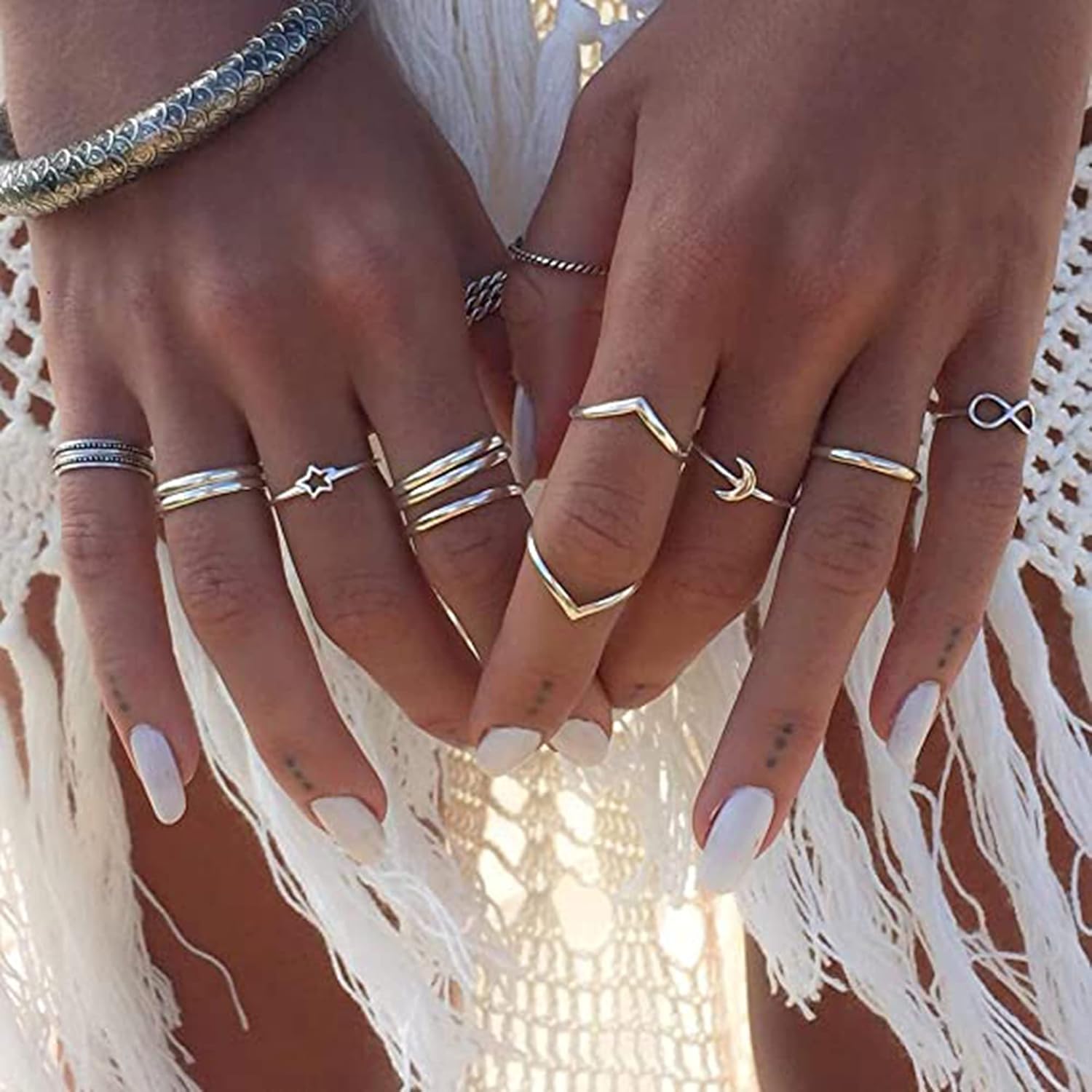BERYUAN Rings Rings for Women Rings for Teen Girls Silver Rings Womens Rings Cute Rings Stackable Rings Set（12Pcs)(Rings Size 5, 6, 6.5, 6.75, 7, 7.25, 7.5, 8, 8.25): Clothing