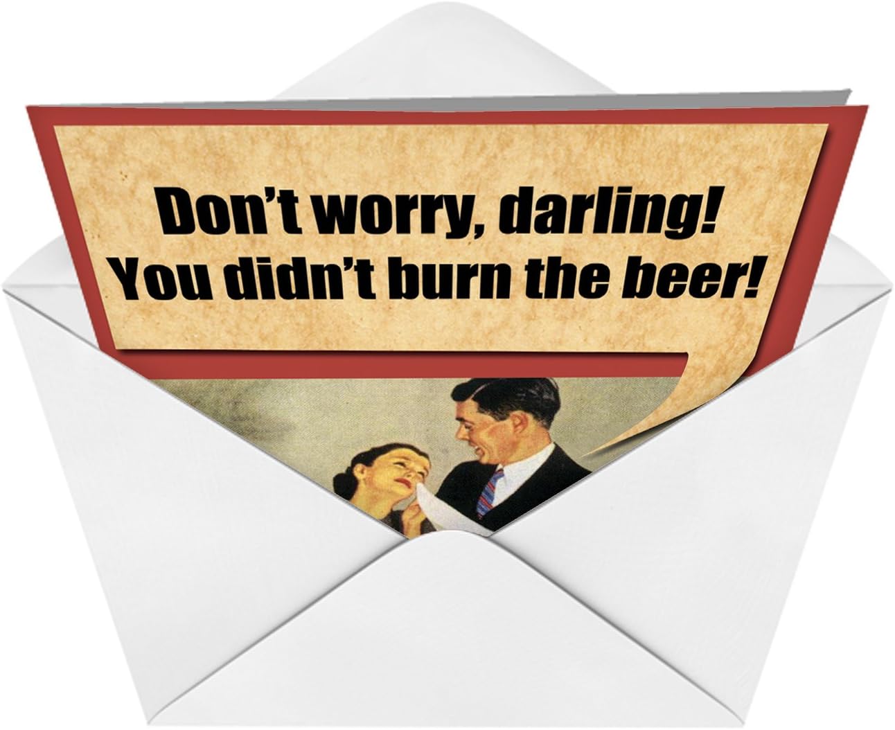 Jumbo Burn the Beer Birthday Card' Greeting Card w/ Envelope 8.5 x 11 Inch - Classic, Vintage Inspired - Husband and Wife - Kitchen Burn, Fail - Stationery Set for Personalized Happy Bday Gift J9700 : Office Products