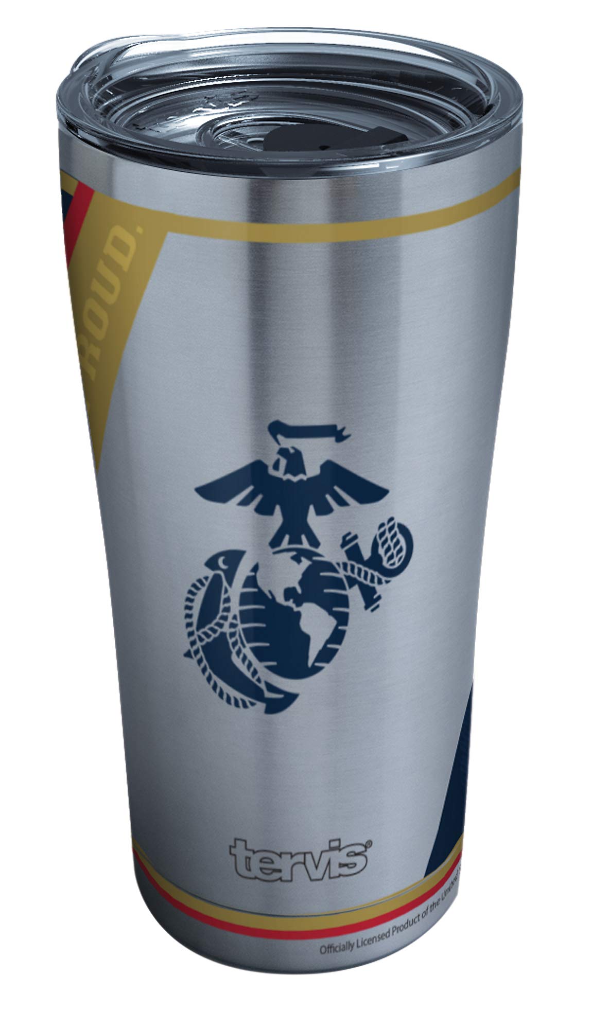 Tervis Marines Triple Walled Insulated Tumbler Travel Cup Keeps Drinks Cold & Hot, 20oz - Stainless Steel, Forever Proud