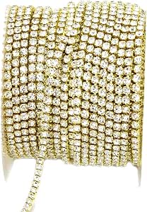 Crystal Rhinestone Chain Trim 10 Yards - 2mm Light Peach Claw Chain For DIY Clothing & Craft Decor - View #11