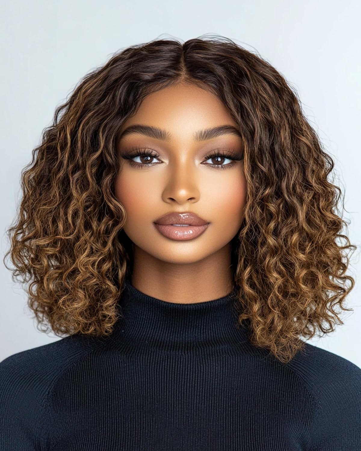FASHION IDOL Short Curly Bob Human Hair Wig Precut Preplucked Glueless Wear and Go Lace Wig 200% Density Upgraded Invisible Secret Glueless Human Hair Ready to Wear Wigs