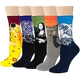 Chalier 5 Pairs Womens Fun Famous Painting Patterned Art Socks Cotton Printed Cool Novelty Funny Socks for Women