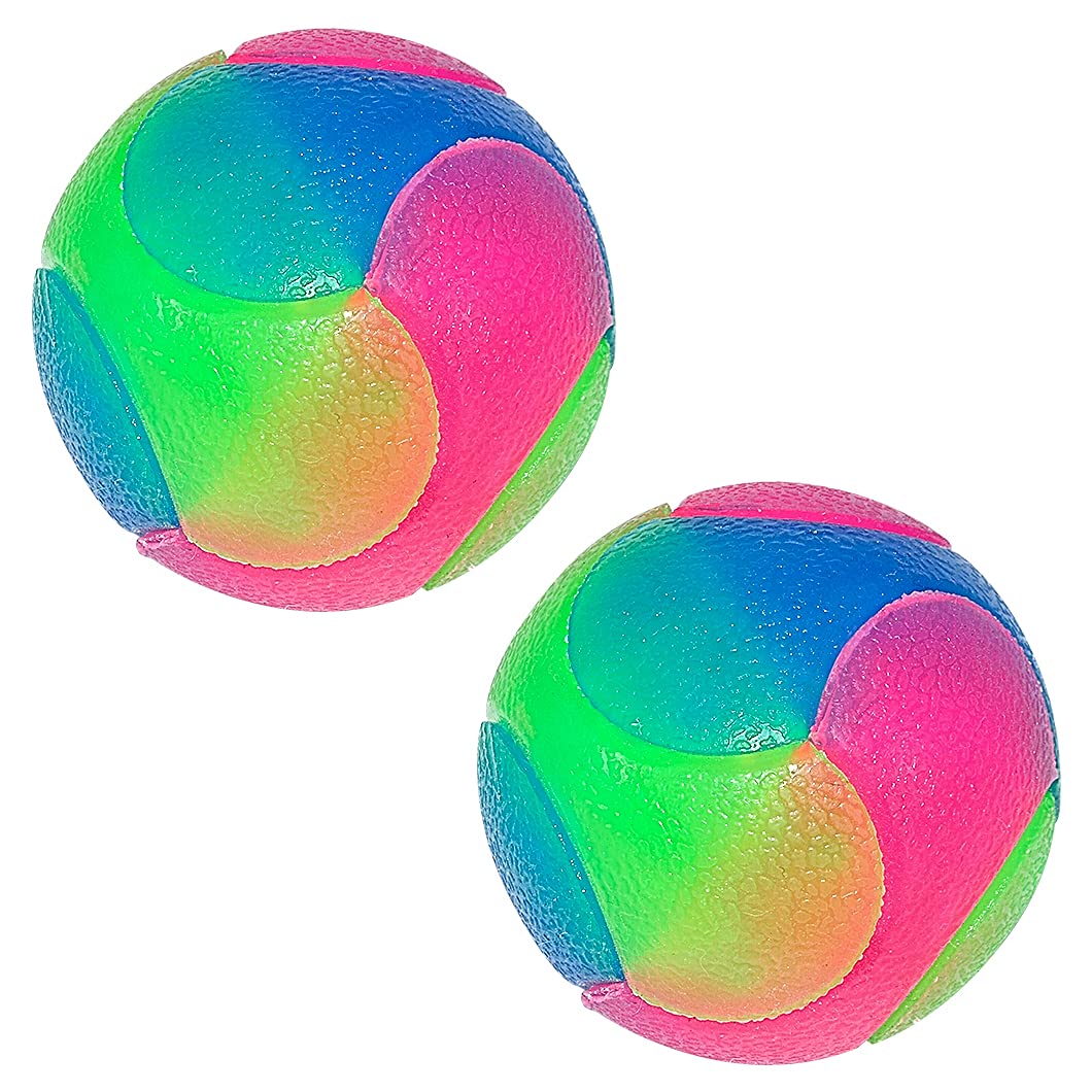 Rolin Roly Flashing Light Up Dog Ball - Color Changing, Bouncing, Interactive Ball Toys (2PK Large)