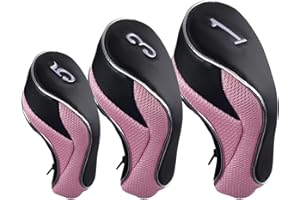 Andux Golf Wood Club Head Covers 460cc Driver with Zipper Set of 3