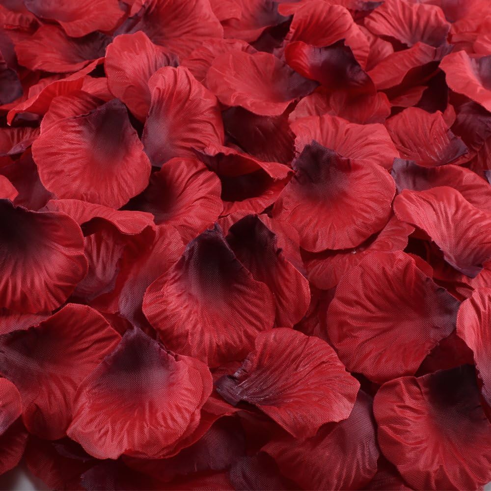Artificial Flowers,Hogado 2000 Pcs Dark Red Silk Rose Petals Bulk Wedding Bridal Shower Home Hotel Party Anniversary Decor