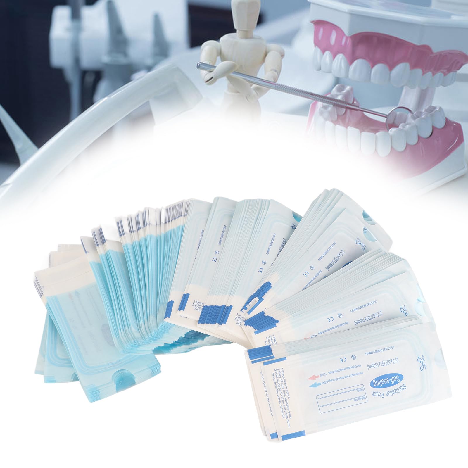 200 Pcs Self Sealing Sterilization Pouch Bag Disposable Professional Sterilization Pouches For Teethers Dental Care Tools