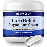Nervalley Pure Relief Magnesium Cream - Dead Sea Magnesium Lotion 4 Oz | With MSM, Arnica &amp; Vitamin B6, Soothing Topical Cream For Feet, Legs &amp; Hands, Fast-Absorbing, Pack of 1