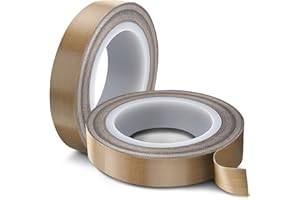 Flexzion High Temp Teflon Tape for Impulse Sealer, Vacuum Sealer, Heat Sealing, Food Packaging & Industrial Use - Teflon Fiberglass PTFE Tape, 13mm x 10m (0.5in x 32.8 Ft)