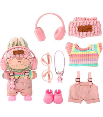 NHQZ Tenue Pour Poupée Labubu – Pantalon, Casquette Et Appareil Photo – Accessoire De Détente – Sans Poupée – Lavable
