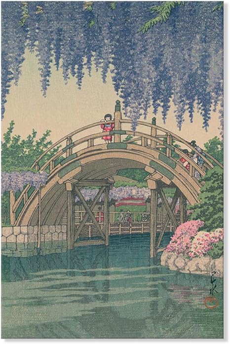 Amazon 日本浮世絵 川瀬巴水 絵師 亀戸の藤 作品 新版画 複製画 印刷 アートプリント 風景画 装飾画 壁掛け 飾り絵 贈り物 部屋 玄関 店 キャンバス 置物 オブジェ オンライン通販