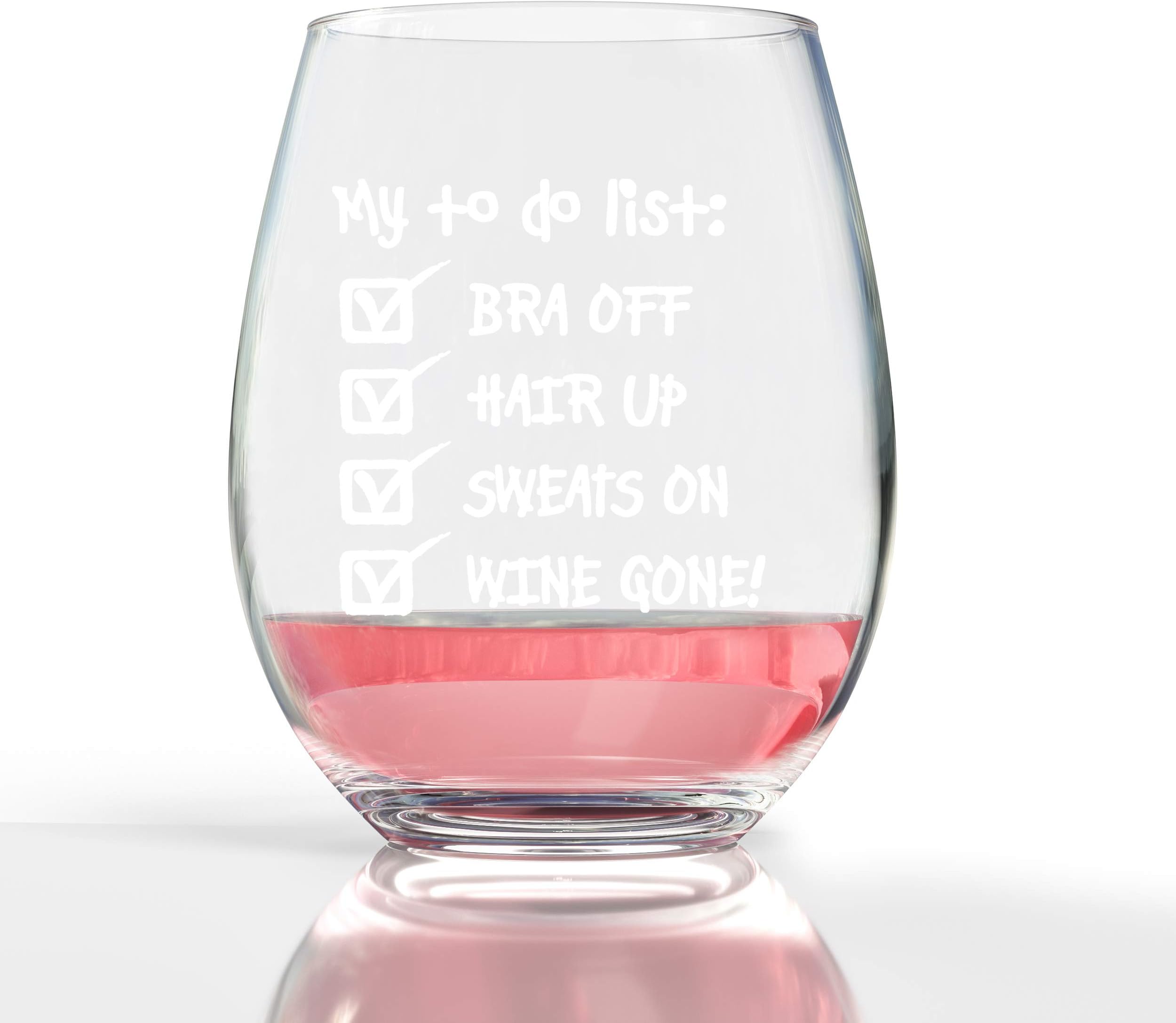 My To Do List Funny Novelty Wedding Gift 19oz Stemless Wine Glass Funny Gift Engagement Gift for Couples by Fine Occasion…