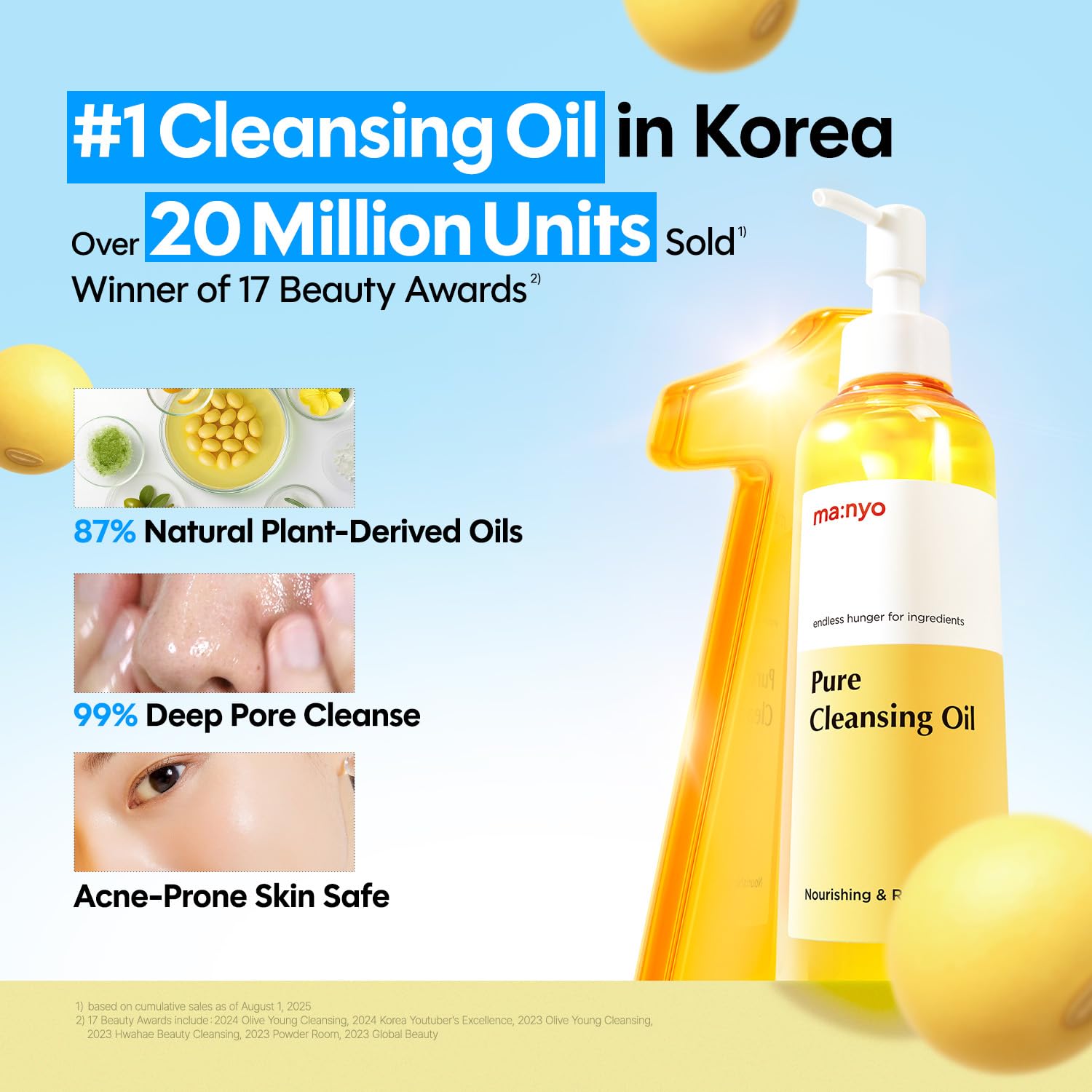 ma:nyo Pure Cleansing Oil, Natural Oil Cleanser for Face, Makeup Blackhead Remover, Korean Skin Care, 6.76 fl oz (200ml)