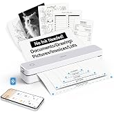 HPRT Portable Thermal Inkless Travel Printer &amp; 10sheets White Grey | Supports Thermal Paper, Multi-User Bluetooth, Compatible with iOS/Windows/Laptop for Home/School/Travel, White &amp; 10sheets