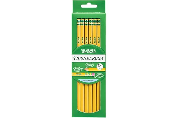 Ticonderoga Wood-Cased Pencils, Unsharpened, 2 HB Soft, Yellow, 24 Count