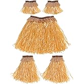 Hula Grass Skirt - Faux Leis Flower Hawaiian Elastic Skirt Golden Straw Color for Fancy Dress, Birthdays, Hawaii Party, Beach and Costume Parties
