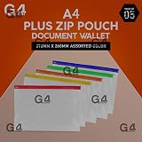 G4GADGET Pack of 5 A4 Plus Zipper Pouch Bags 370x260mm Assorted Color view 2