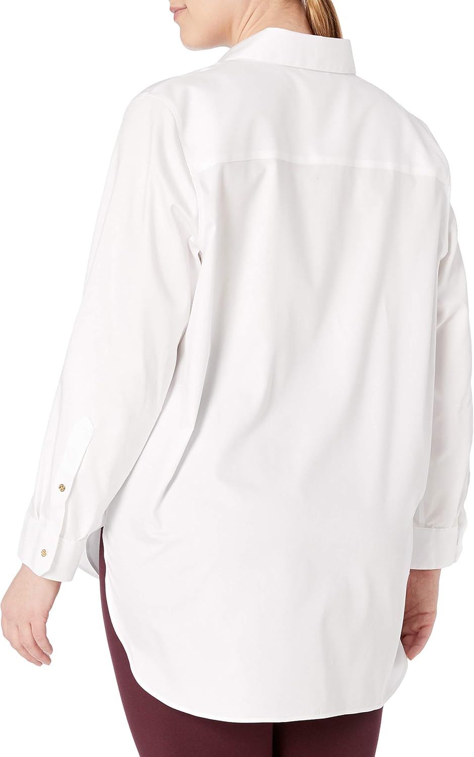 Calvin Klein Women's Non-Iron Tunic Roll Sleeve Shirt (Regular and Plus Sizes) at  Women’s Clothing store
