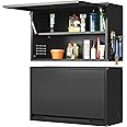 Coolsun Metal Wall Cabinet, Garage Wall Cabinet with Up-Flip Door, 19.7" H Wall Mounted Metal Storage Cabinet for Kitchen,Garage,Basement,Ware House Assembly Required (Black 19.7" H)
