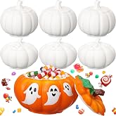 Zubebe 6 Pcs Halloween Ceramics to Paint Pumpkins Jar with Lid Bulk Paint Your Own Ceramic Pumpkin for Painting Unpainted Sugar Candy Jar Storage Bisque DIY Craft for Thanksgiving(Classic Style)