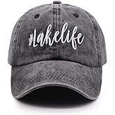 OASCUVER Printed Lake Life Hat Distressed Cotton Adjustable Beach Life Unisex Baseball Cap